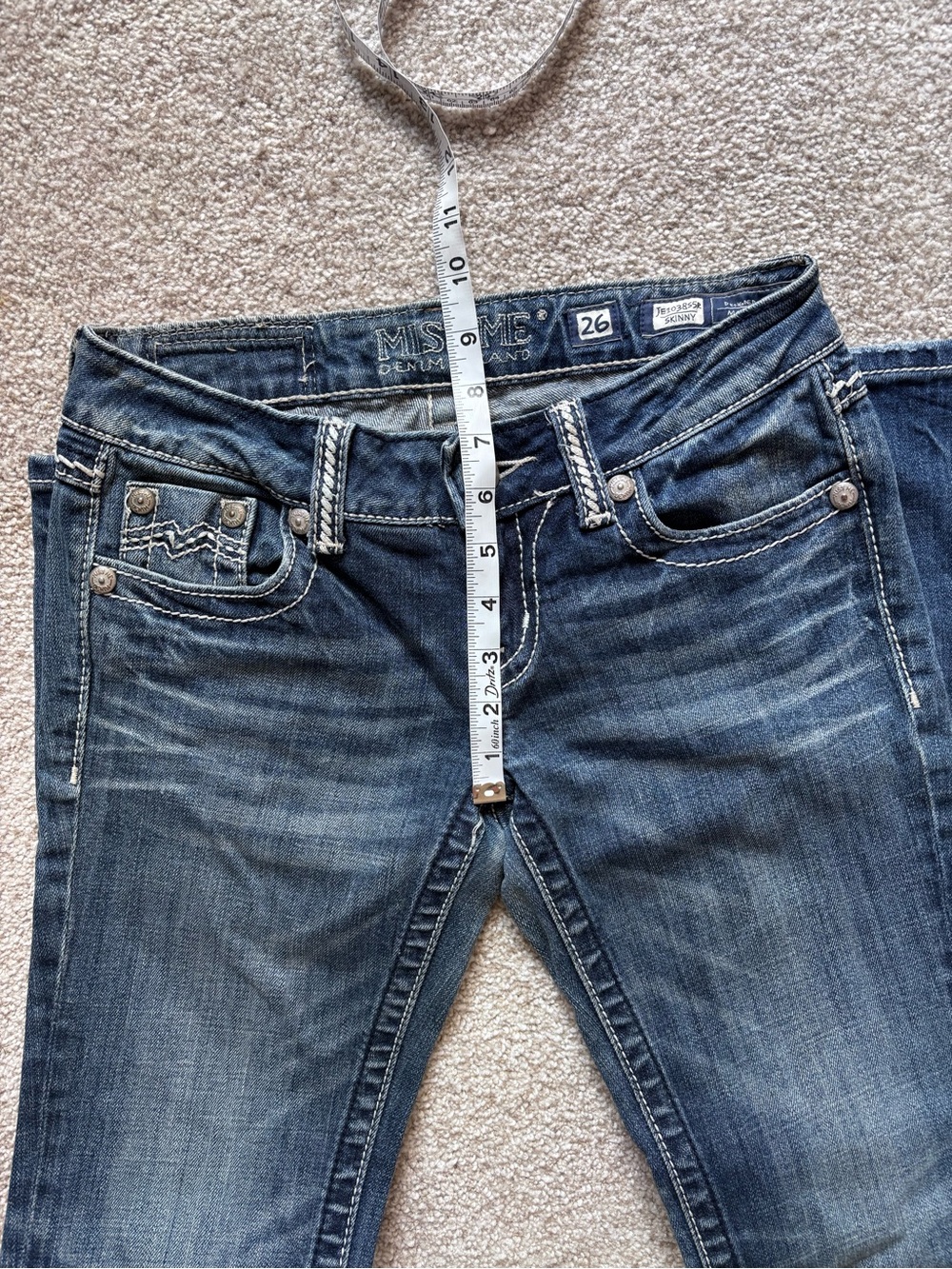 Miss Me Signature Skinny Rhinestone Stretch Jeans Low Rise  26X31 - Picture 11 of 11